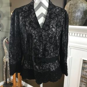 Tahari Luxe Satin & Lace Jacket